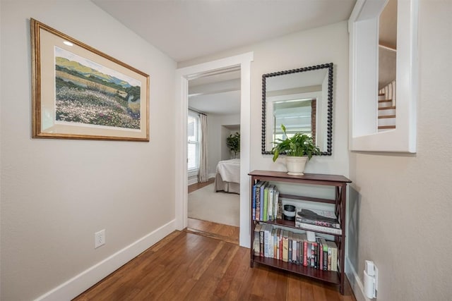 464 8th St, Steamboat Springs, CO 80487 - corridor with dark wood-style flooring and baseboards
