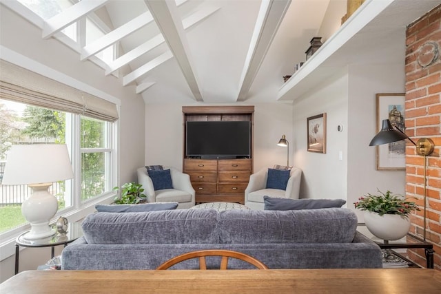 464 8th St, Steamboat Springs, CO 80487 - living area with beam ceiling