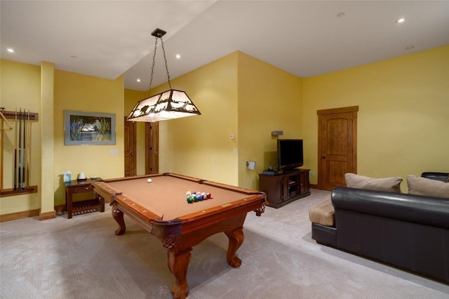 2760 Burgess Creek Rd Unit 2, Steamboat Springs, CO 80487 - rec room featuring light colored carpet, baseboards, pool table, and recessed lighting