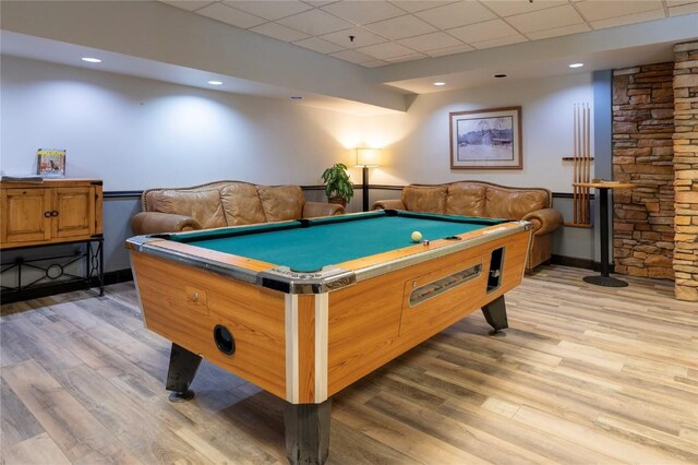490 Kings Crossing Rd Unit 321, Winter Park, CO 80482 - game room featuring light wood-style floors, a paneled ceiling, pool table, and baseboards