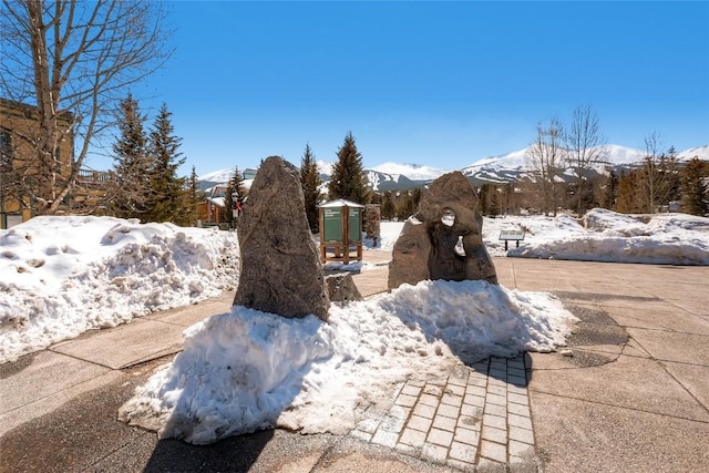 exterior space featuring a mountain view