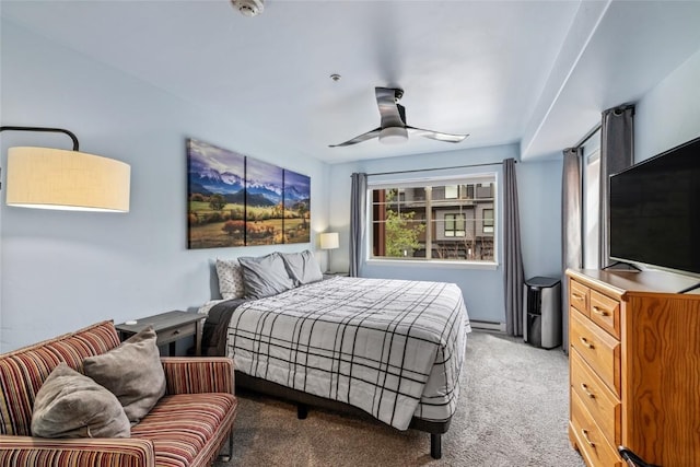 2545 Cattle Kate Cir Unit 3207, Steamboat Springs, CO 80487 - bedroom featuring carpet flooring, a baseboard heating unit, and ceiling fan