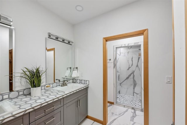 100 Gcr 4104, Granby, CO 80446 - full bath featuring marble finish flooring, double vanity, and a marble finish shower