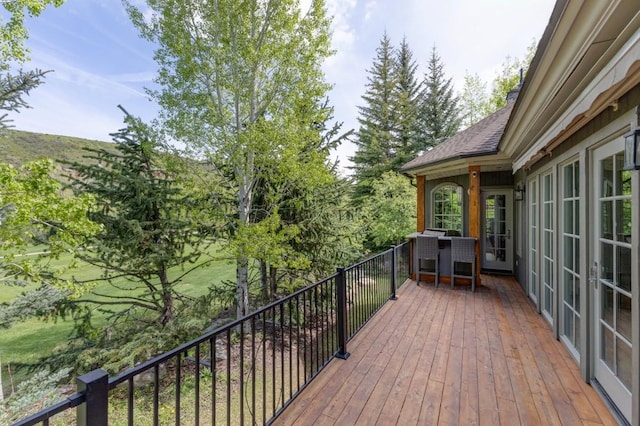 1031 Steamboat Blvd, Steamboat Springs, CO 80487 - wooden deck featuring french doors