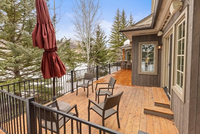 1031 Steamboat Blvd, Steamboat Springs, CO 80487 - view of wooden terrace
