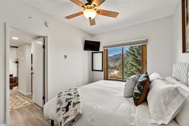 1945 Cornice Rd Unit 2224, Steamboat Springs, CO 80487 - bedroom with light wood-style floors, baseboards, and ceiling fan