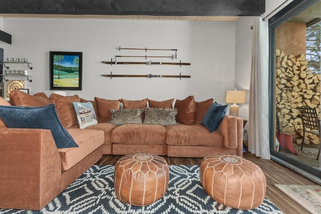 living area featuring wood finished floors