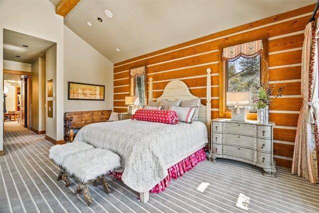 197 Wild Irishman Rd, Keystone, CO 80435 - bedroom featuring carpet, baseboards, and high vaulted ceiling