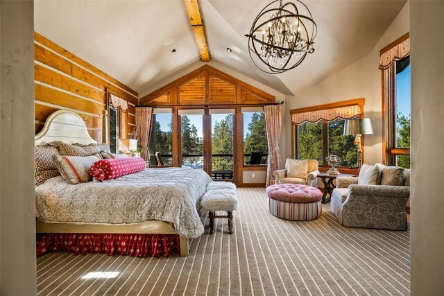197 Wild Irishman Rd, Keystone, CO 80435 - bedroom with a chandelier, carpet flooring, and access to exterior
