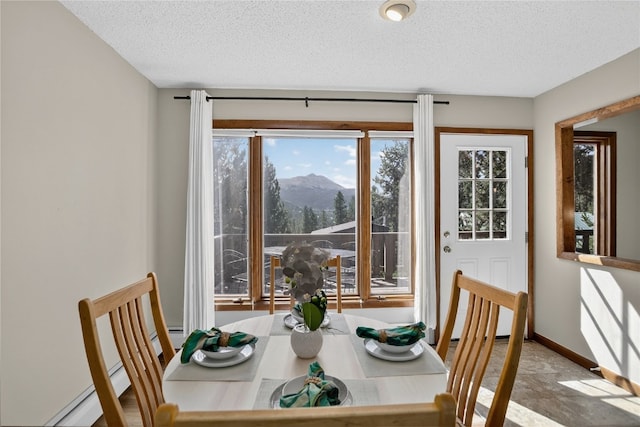 24 Ski Pole Ct, Breckenridge, CO 80424 - dining space with a textured ceiling and a mountain view