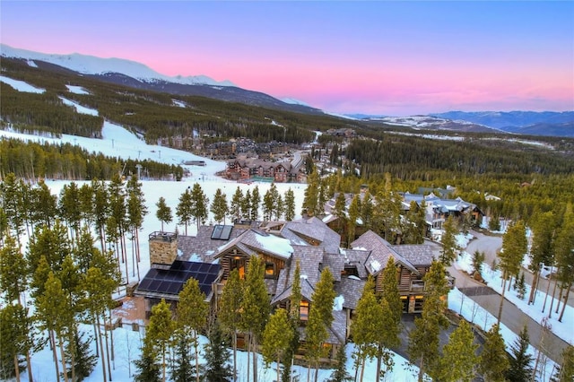 422 Timber Trail Rd, Breckenridge, CO 80424 - snowy aerial view featuring a mountain view and a forest view