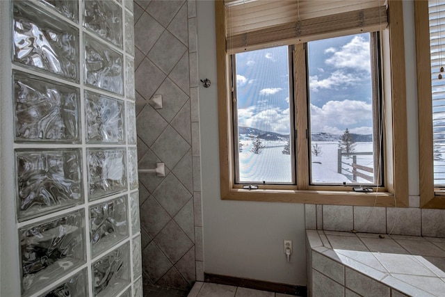 1235 Elk Run Rd, Silverthorne, CO 80498 - full bath with tile patterned floors, a tile shower, and healthy amount of natural light