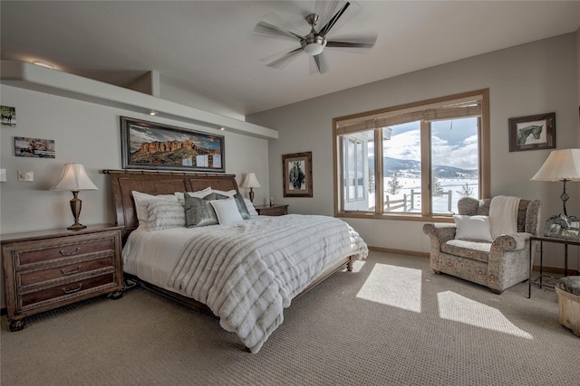 1235 Elk Run Rd, Silverthorne, CO 80498 - bedroom featuring light carpet, baseboards, and a ceiling fan