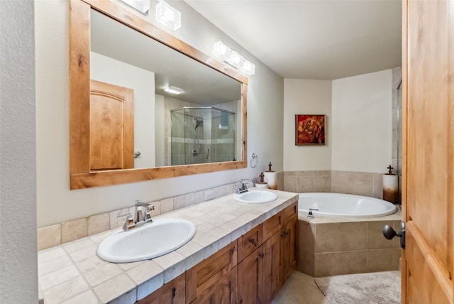24 Rasor Dr Unit 24, Keystone, CO 80435 - full bathroom with a garden tub, a stall shower, double vanity, and tile patterned flooring