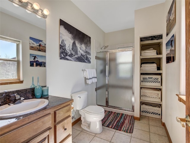 60 Lookout Ridge Dr, Dillon, CO 80435 - full bath with vanity, baseboards, toilet, and a shower stall