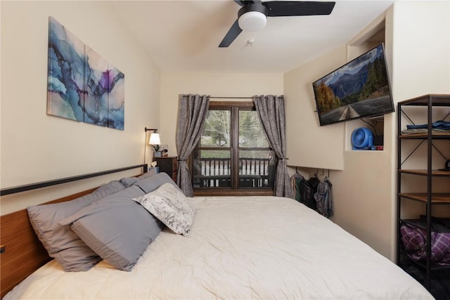 22714 US Highway 6 Unit 5958, Keystone, CO 80435 - bedroom featuring access to exterior and a ceiling fan