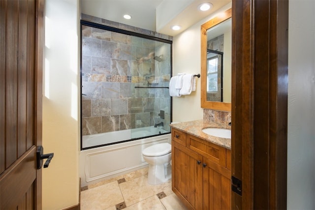 310 S 8th Ave Unit 4, Frisco, CO 80443 - full bathroom featuring combined bath / shower with glass door, vanity, recessed lighting, and toilet