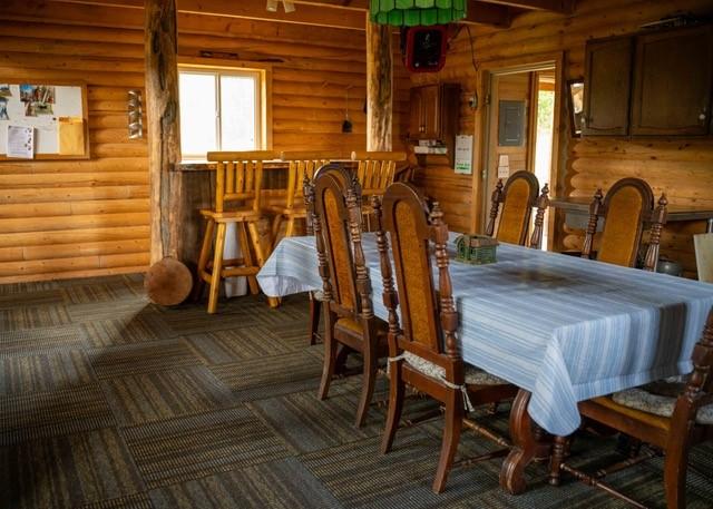 80 Sapling Ln, Craig, CO 81625 - carpeted dining area with log walls and electric panel