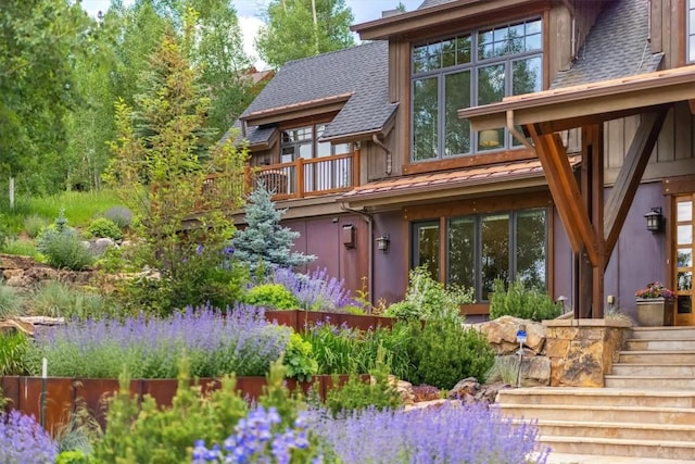 240 Two Cabins Dr, Silverthorne, CO 80498 - back of property featuring roof with shingles and a balcony