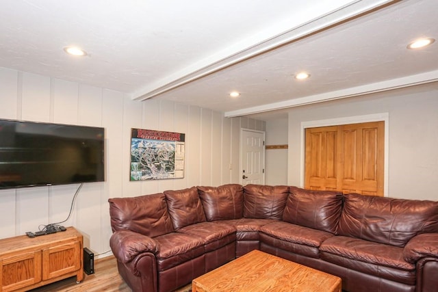 805 Columbine Rd Unit 105, Breckenridge, CO 80424 - living room with recessed lighting, light wood-type flooring, and a decorative wall