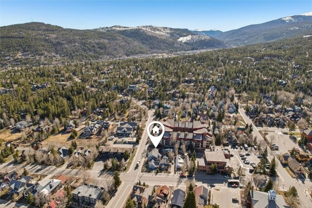 114 N French St, Breckenridge, CO 80424 - aerial view of property's location with mountains and nearby suburban area