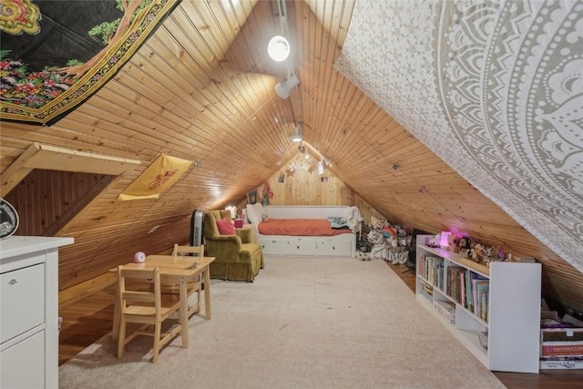 114 N French St, Breckenridge, CO 80424 - carpeted bedroom featuring lofted ceiling and wood walls