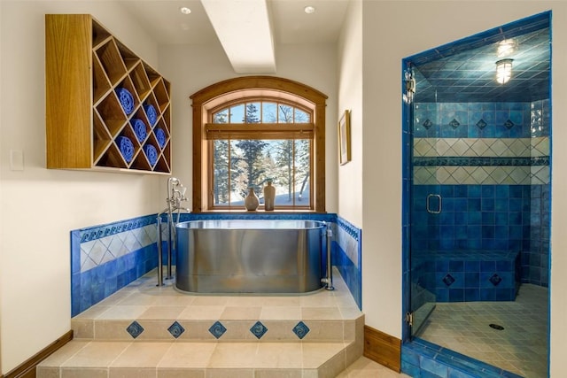 33800 Catamount Dr, Steamboat Springs, CO 80487 - bathroom featuring a freestanding tub and a stall shower