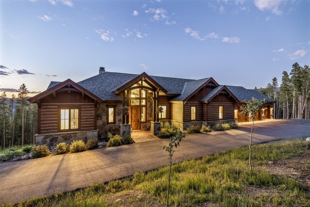 242 Point View Pl, Breckenridge, CO 80424 - cabin with driveway, board and batten siding, stone siding, and roof with shingles