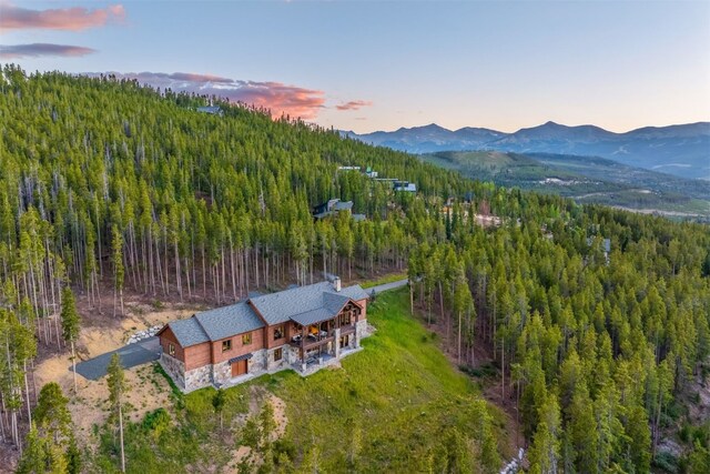 242 Point View Pl, Breckenridge, CO 80424 - aerial view at dusk of a wooded view and a mountain view