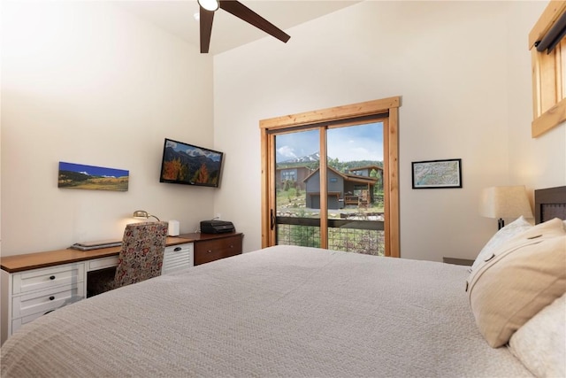 22 Vernon Way, Silverthorne, CO 80498 - bedroom featuring access to exterior, a desk, and ceiling fan