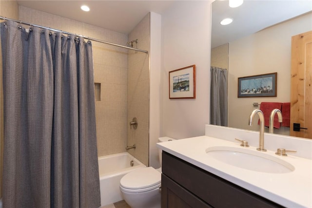 22 Vernon Way, Silverthorne, CO 80498 - bathroom with vanity, shower / tub combo with curtain, and recessed lighting