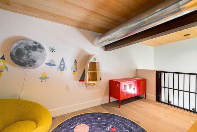 33200 Meadow Creek Dr, Steamboat Springs, CO 80487 - sitting room featuring wood finished floors and wooden ceiling