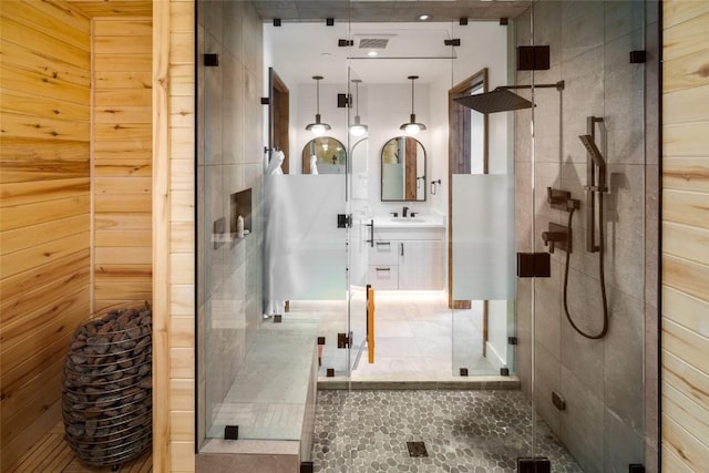 33200 Meadow Creek Dr, Steamboat Springs, CO 80487 - bathroom featuring a shower stall and vanity