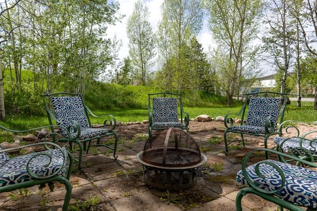 485 Amethyst Dr, Steamboat Springs, CO 80487 - view of patio with an outdoor fire pit