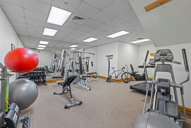 33 Broken Lance Dr Unit 207S, Breckenridge, CO 80424 - exercise room featuring a drop ceiling and carpet