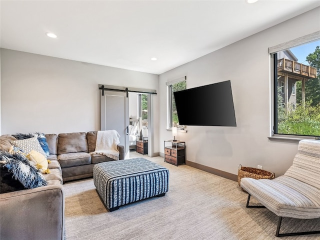 184 Caravelle Dr Unit 20, Keystone, CO 80435 - living area featuring recessed lighting, carpet flooring, and a barn door