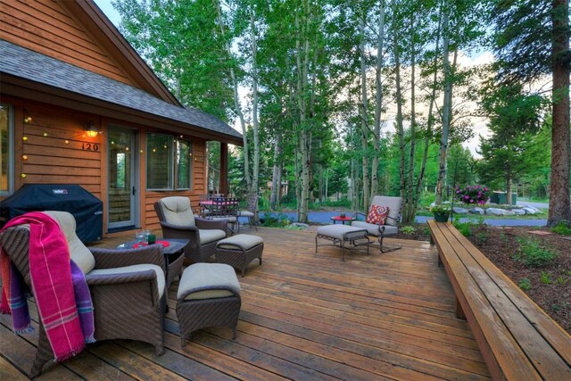 120 Windwood Cir, Breckenridge, CO 80424 - deck featuring a grill and an outdoor hangout area