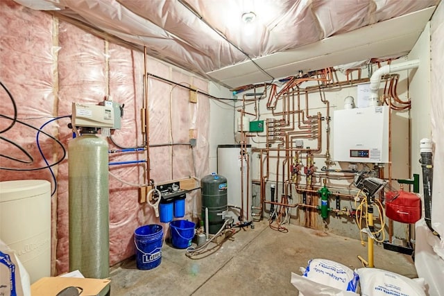 utility room with water heater