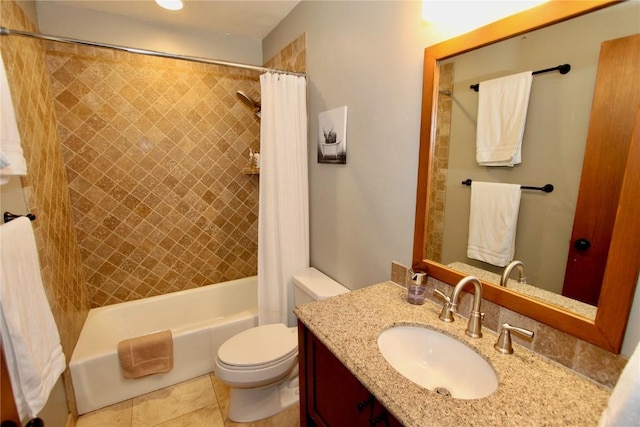 115 Beeler Pl Unit 1, Copper Mountain, CO 80443 - bathroom with tile patterned floors, vanity, shower / bathtub combination with curtain, and toilet