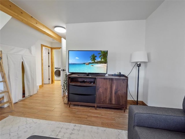 511 Fairview Blvd, Breckenridge, CO 80424 - living room with washer / clothes dryer and light wood-style floors