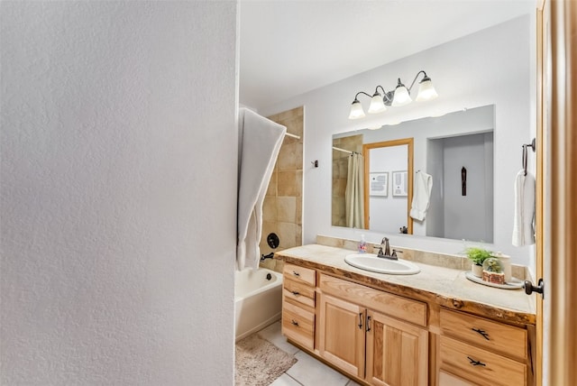 1375 Roberts Rd, Alma, CO 80440 - bathroom with vanity, shower / bath combo, and tile patterned floors