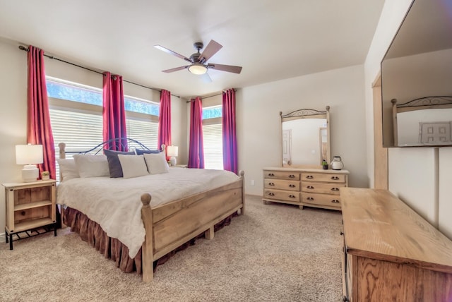 bedroom featuring carpet floors and ceiling fan