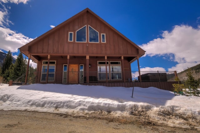 view of front of house with board and batten siding