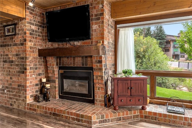 unfurnished living room featuring a fireplace