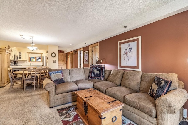 530 S French St Unit 110, Breckenridge, CO 80424 - living room featuring light carpet and a textured ceiling