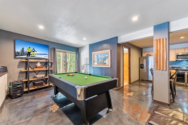 285 Davis Ct, Blue River, CO 80424 - rec room featuring concrete flooring, billiards table, recessed lighting, and baseboards