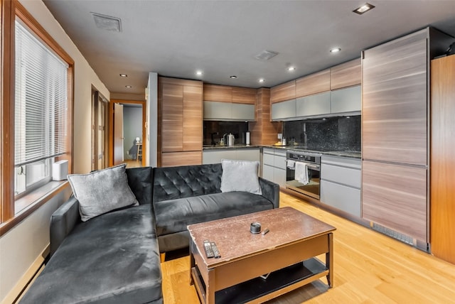 344 Illinois Gulch Rd Unit 201, Breckenridge, CO 80424 - living room featuring light wood-style flooring and recessed lighting