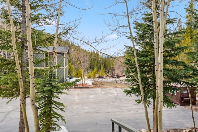 344 Illinois Gulch Rd Unit 201, Breckenridge, CO 80424 - view of patio / terrace featuring a view of trees
