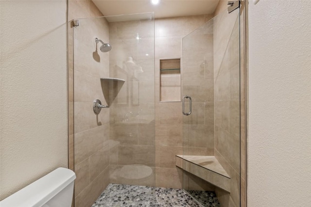 full bath with a stall shower and toilet
