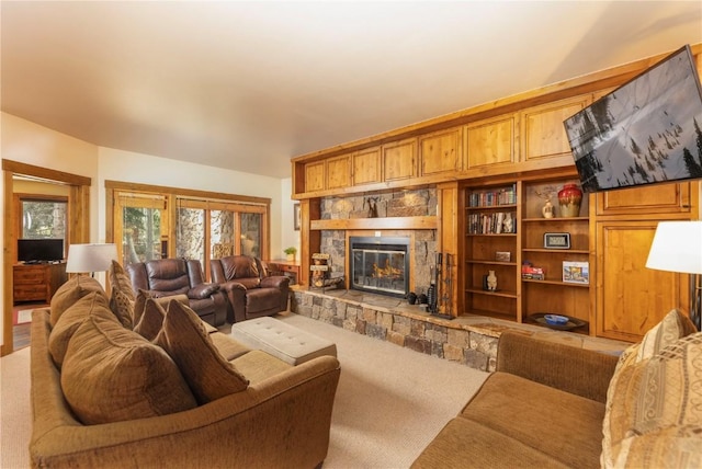 1207 W Keystone Rd Unit 2703, Keystone, CO 80435 - living area featuring carpet and a fireplace